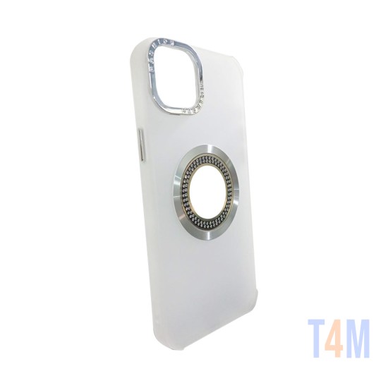 Funda de Silicona con Diamond Designe para Apple iPhone 15 Plus Blanco